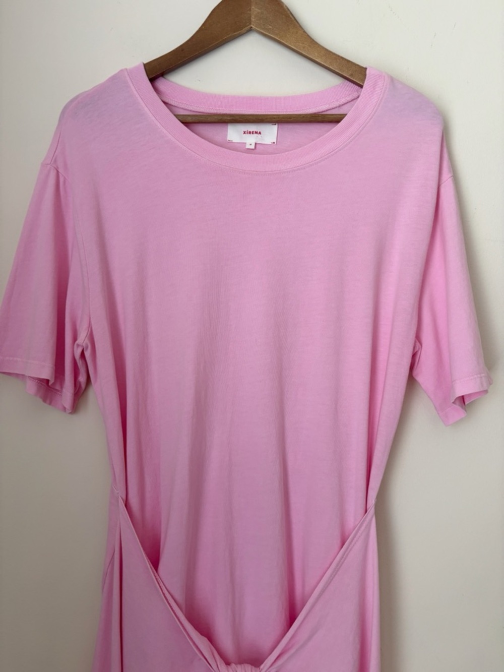 Xirena Pink Tie Front T Shirt Emme Dress Medium Summer Classic - Picture 3 of 9